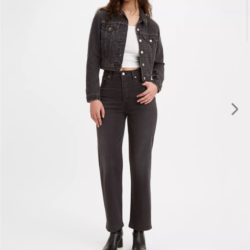 Levi's Ribcage Straight Ankle Jeans - Black Wash - 30 x 27